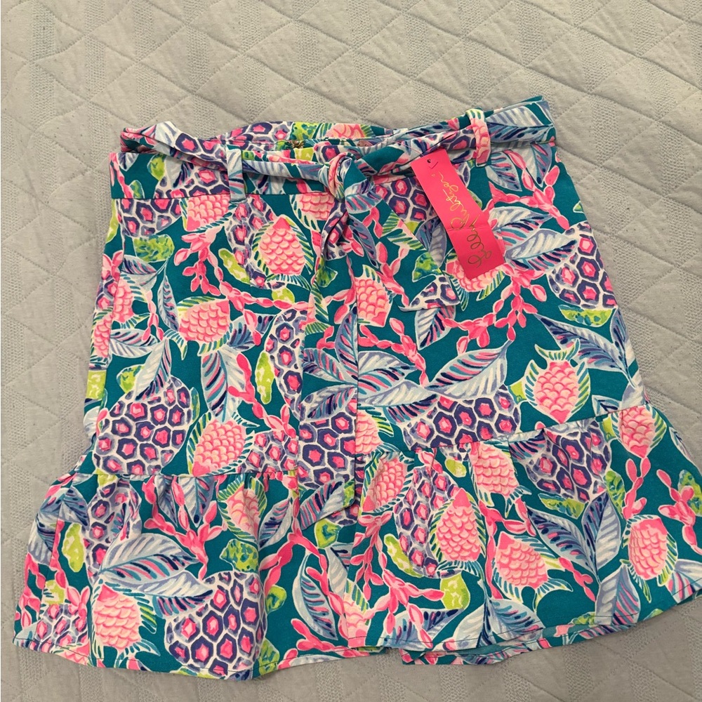 Lilly Pulitzer Debbie Tropical Mini Skirt in Pink and Blue, New with tag